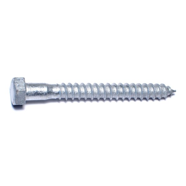 Midwest Fastener Lag Screw, 3/8 in, 3-1/2 in, Steel, Hot Dipped Galvanized Hex Hex Drive, 10 PK 35346